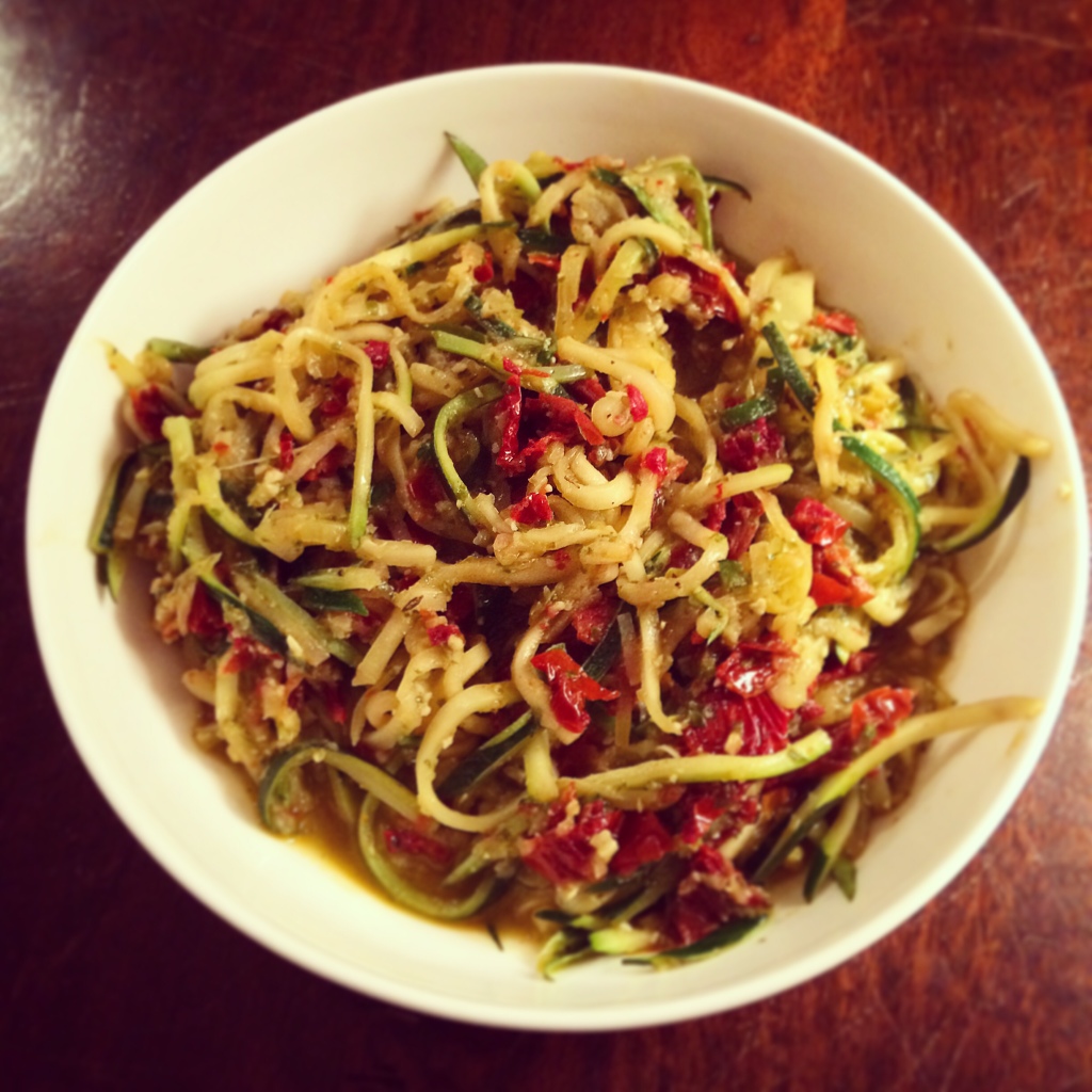 sun dried tomato pesto zucchini pasta