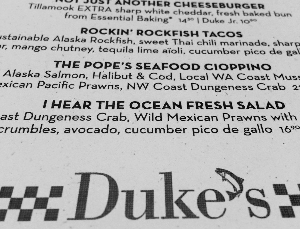 Duke's Menu B+W