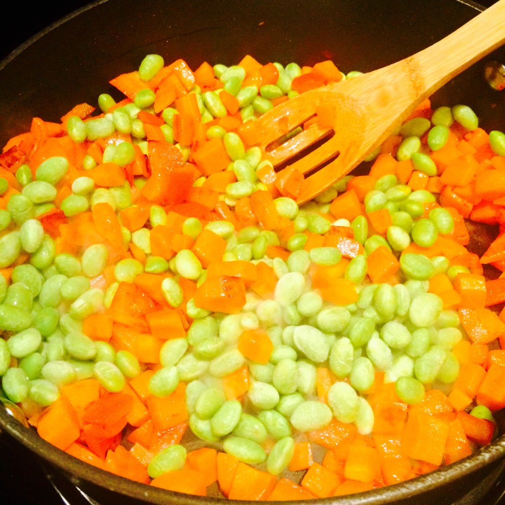 carrot, bell pepper, edamame