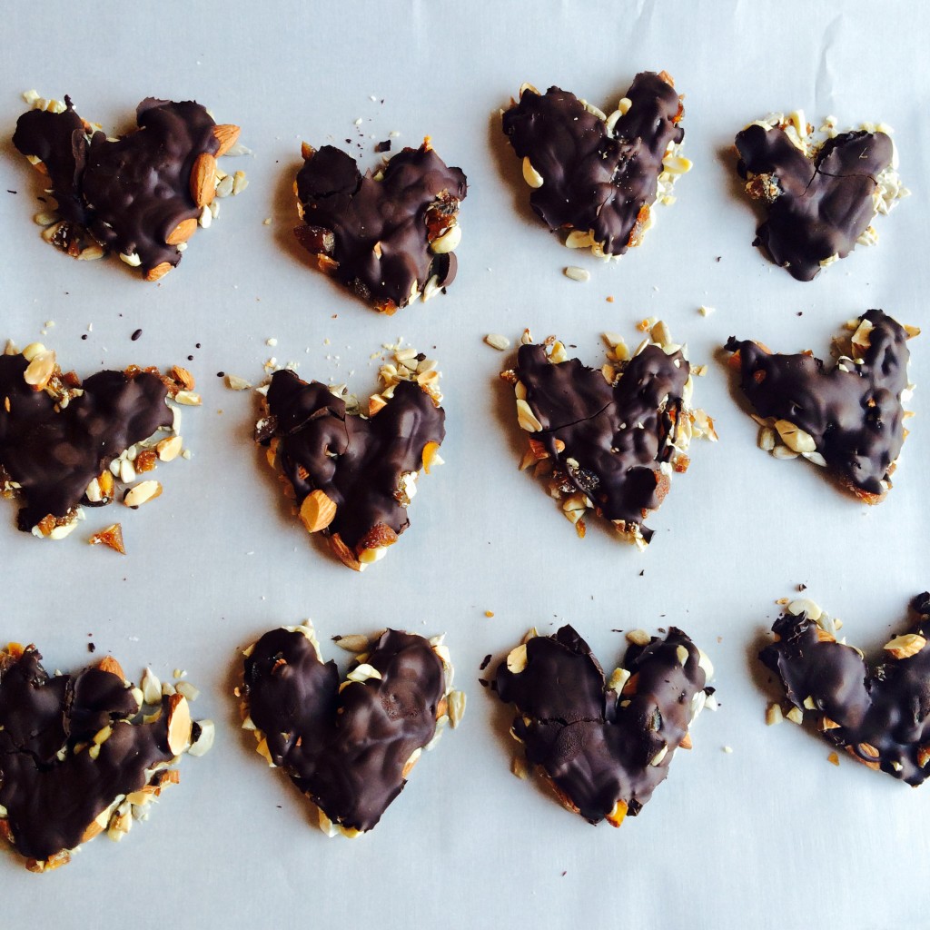 heart shaped chocolate nutty bites