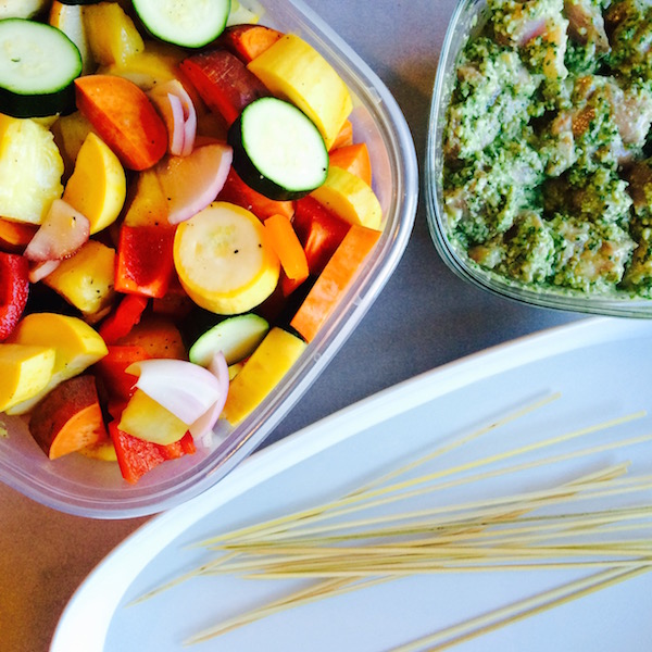 Pesto Chicken Skewers Before Assembly