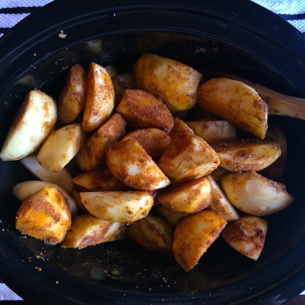 Spiced Apple Butter - Apples in Crockpot